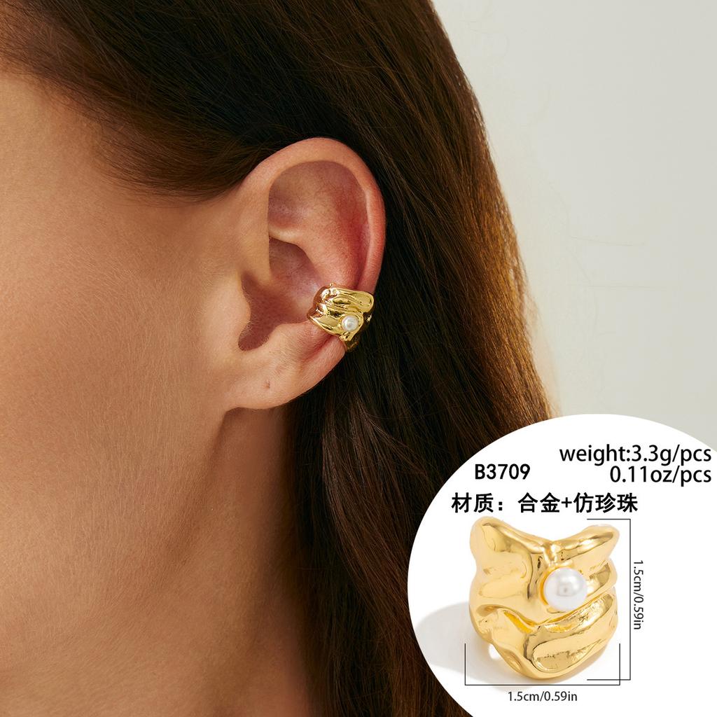 Design Sense Metal Smooth Water Drop Doudou Ear Clips, Personalized Geometric Element Ring Folded Stud Earrings