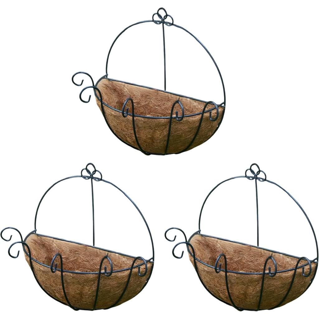 FJmark Hanging Set of Hanging Flower Wall Interior Basket, Semicircular, 3, Planter, Pot, Outdoor, Indoor, Gardening, Fence, Hanging, Flowers,