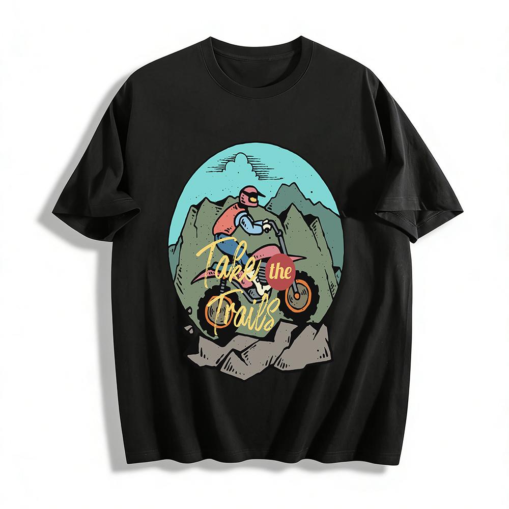 Vintage Motocross Take The Trails Graphic Casual Outdoor Tee Pure cotton T-shirt XXS