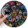 50 Sheets Dark Gothic Stained Glass & Black Cat Window Stickers: Colorful, Waterproof Phone Case Decor