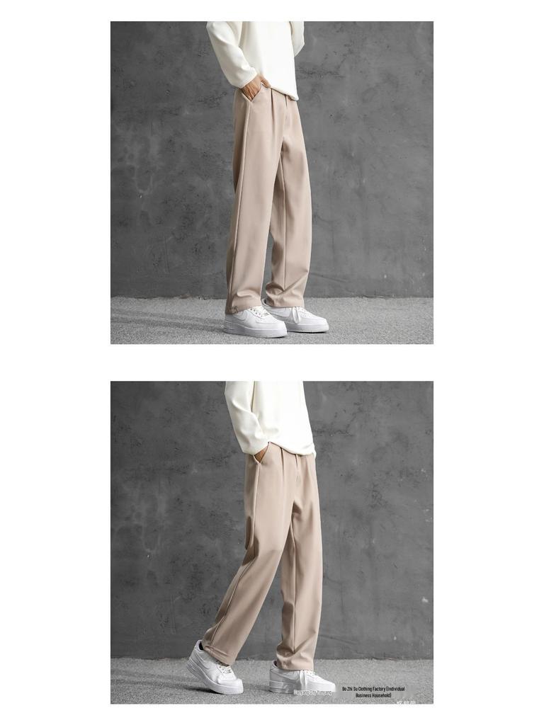Men’s High-Waisted Black Loose-Fit Straight-Leg Dress Pants – New Autumn Casual.