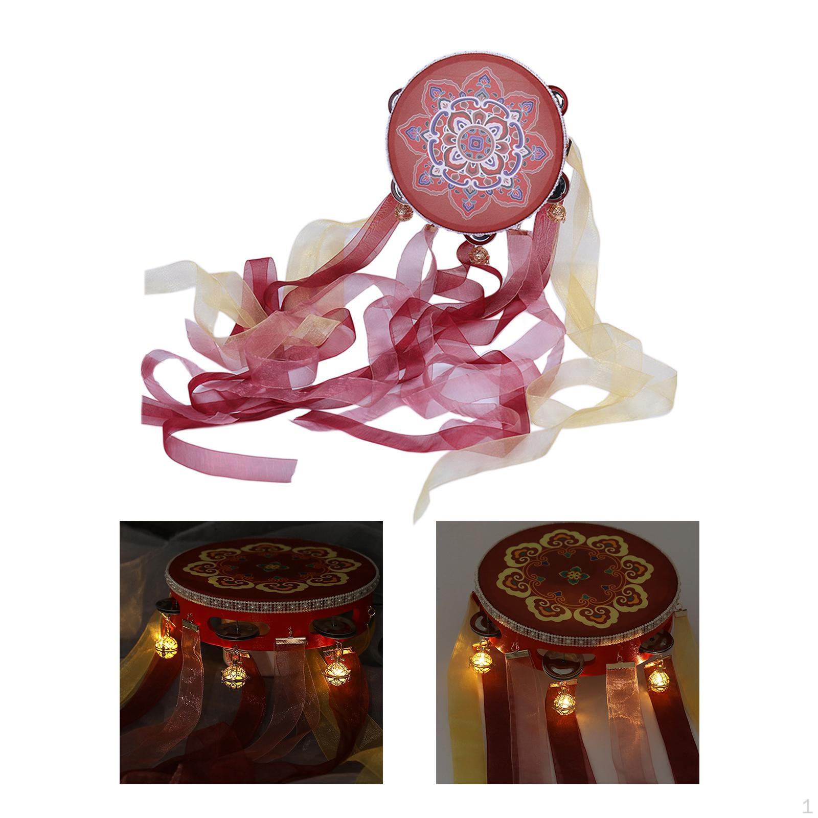 

Китайский декоративный бубен ручной барабан 7,28 дюйма винтажный с лентой легкий музыкальный инструмент Style B