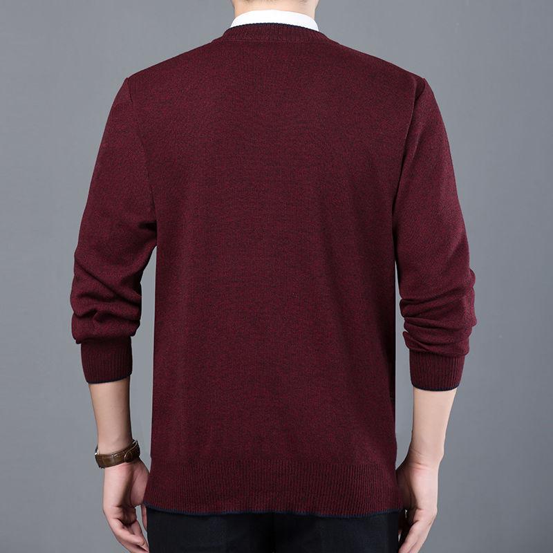 Middle-aged and Elderly Men's Winter Sweater Cardigan Dad's Velvet Thickened Wool Sweater 60 Elderly Men's Knitted Jacket