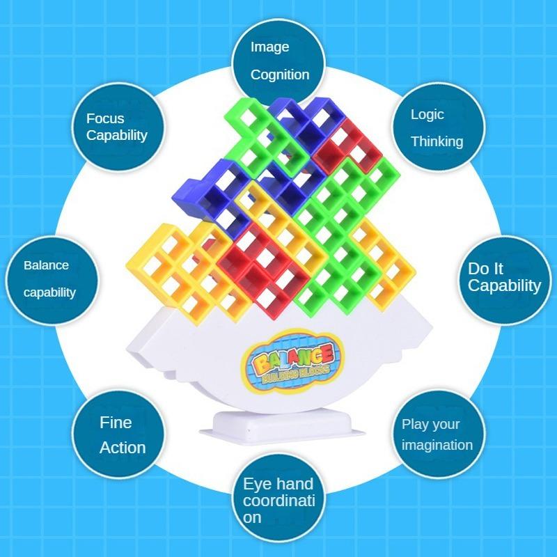 48Pcs/box Balance Buliding Blocks Games Kids Adults Swinging Tower Block Toys Family Parties Desktop Interactive Puzzle Stacking