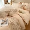 Maternal And Infant Grade Class A 100 Long-Staple Cotton Four-Piece Set, High-End Pure Cotton Cotton Embroidery Simple Atmospheric Bed Sheet Mattress