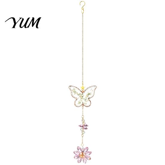 Elegant Indoor Hanging Decor Butterfly Faux Crystals Suncatcher with Hook, Sun Catcher for Windows, Sparkling Wind Glittering Window Chimes
