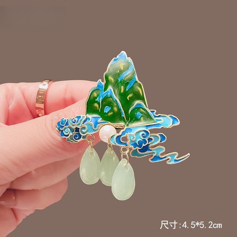 Ancient style auspicious clouds peony flower brooch elegant temperament high-end fashion corsage cheongsam Hanfu suit pin accessories