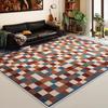 Tapete Xadrez Sala de Estar Retrô Decorativo Antigo Sofá Mesa de Centro Tapete Macio Lavável Quarto Cabeceira Tapetes Felpudos