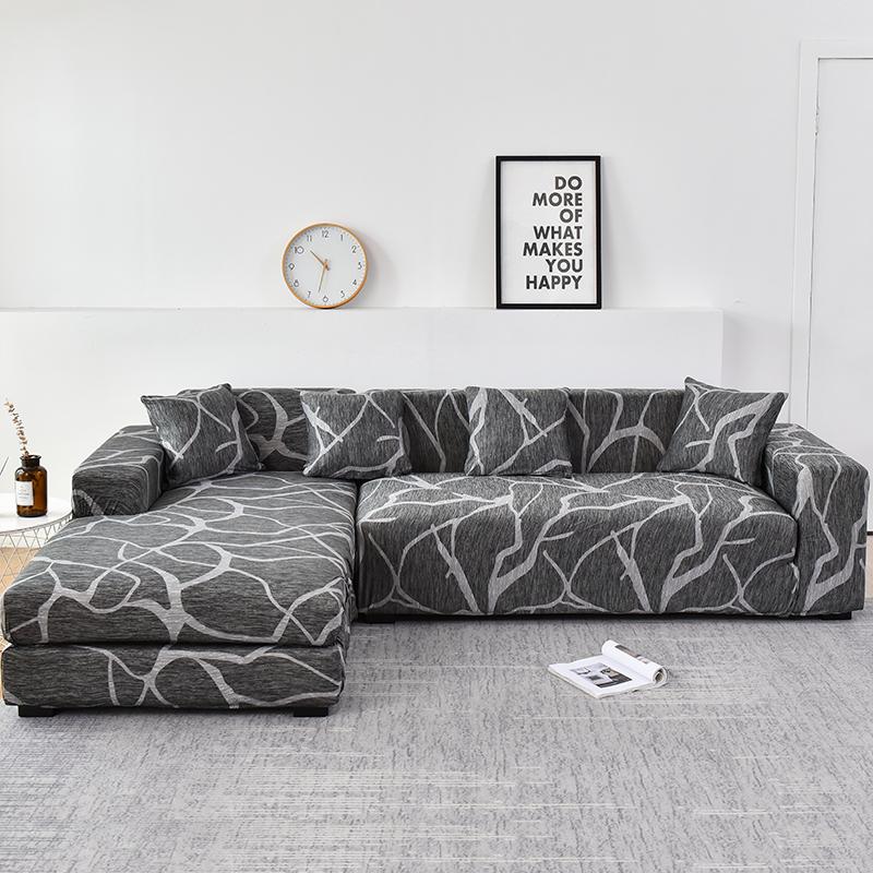 VIP LINK Sofa Cover Elastic Chaise Longue Sofa Cover for Living Room Stretch Covers for Corner Sofa L-shaped Need Buy 2pcs Cover