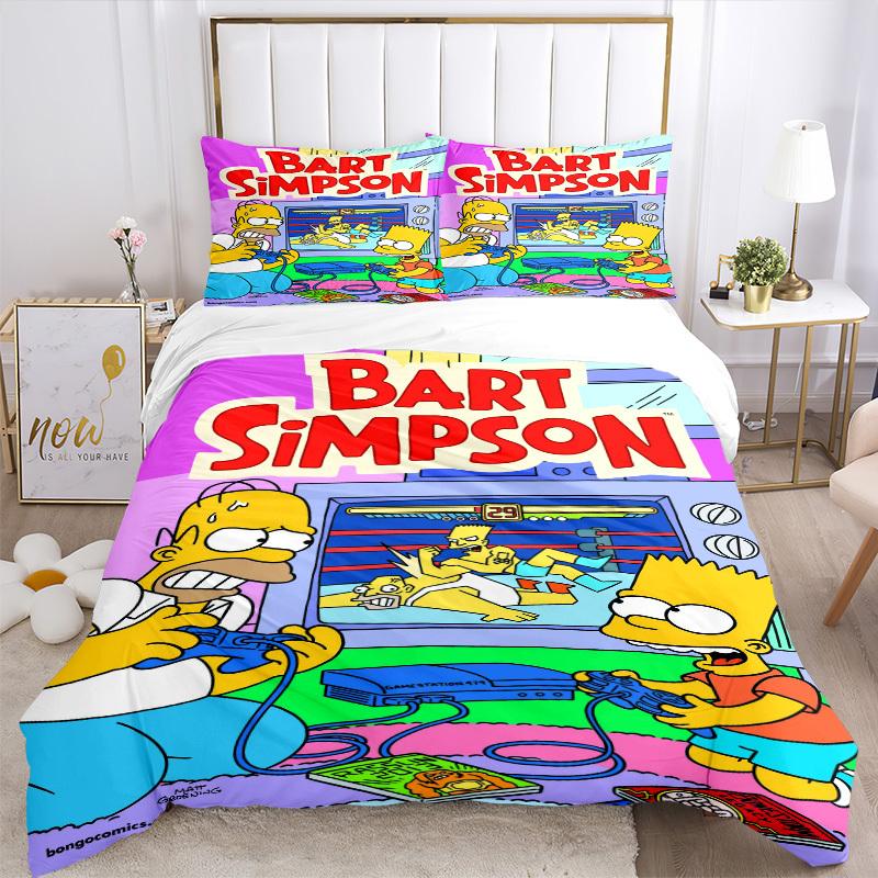 Bart Simpson Gamestation 479 Bedding Set - 3 Piece Comforter Cover Gift for Bedroom,Includes No InsertB184