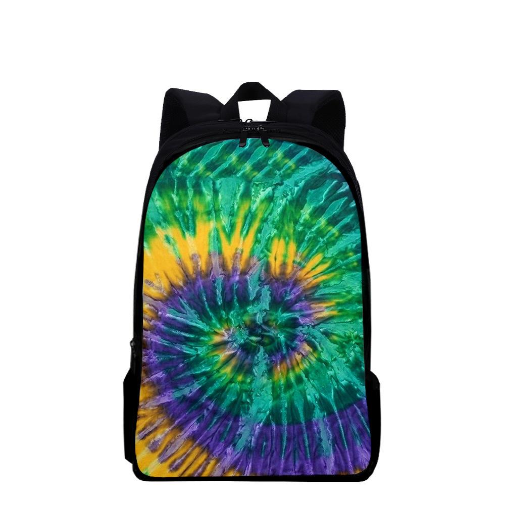 Classic Popular Funny Tie Dye Notebook Backpacks Pupil School Bags 3D Print Oxford Waterproof Boys/Girls Laptop Backpacks