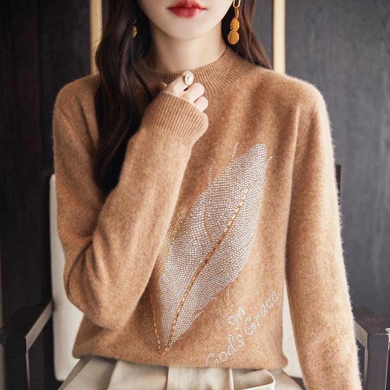 Women Sweater 100% Wool MODERN NEW SAGA Knit Pullover O-neck Thick Winter Jumpers Female Knit Tops