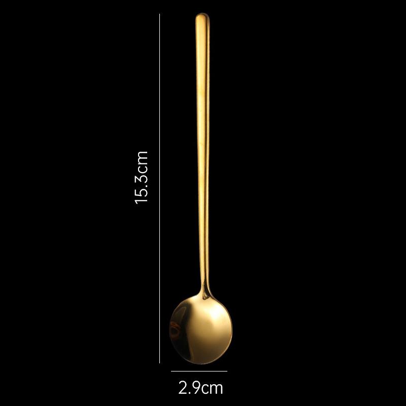 Long Handled 304 Stainless Steel Coffee Spoon Ice Cream Dessert Tea Stirring Spoon Dessert Spoon Kitchen Accessories Bar Tools