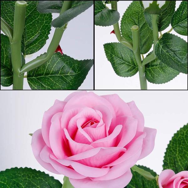 1 szt. 7-głowicowe solarne lampy ogrodowe zewnętrzne dekoracja symulacja kwiat róży dekoracyjne oświetlenie krajobrazowe