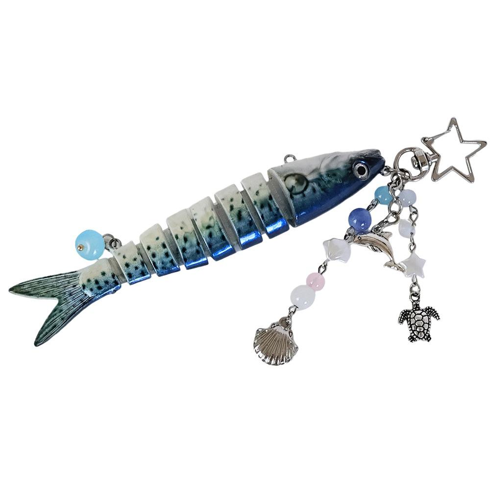 Creative Plastic Fish Keychain Multi Jointed Simulation Fish Bait Keychain Keychain Pendant Gifts