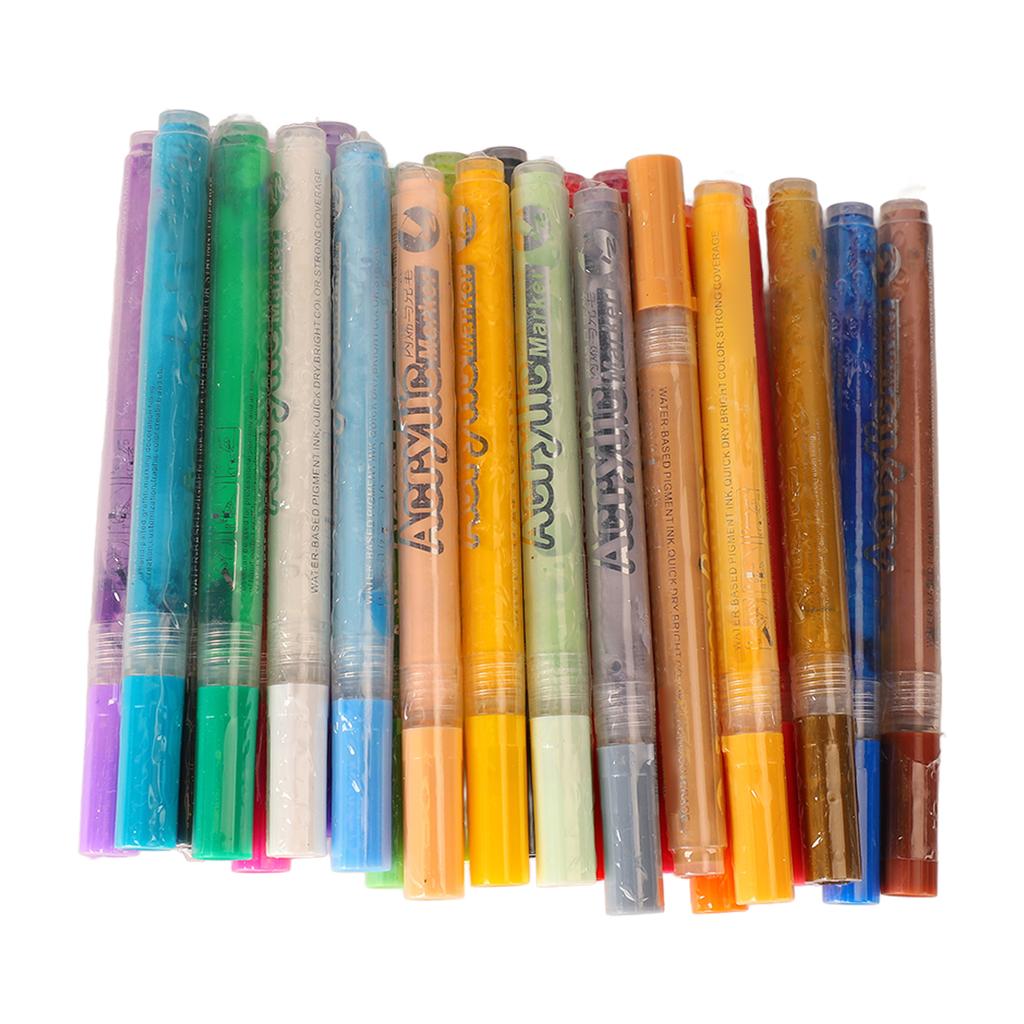 24 Colors Acrylic Pen Set Permanent Odorless Waterproof Acrylic Pens Marker Watercolor Brush Pens