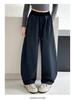 Girls' 2025 Winter Plaid Fleece-Lined Wide Leg Trousers - Warm, Thick, Casual Long Pants