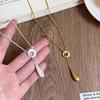 Simple Water Droplet Pendant Necklace For Women  Irregular Metal Smooth Long Y-Shaped Necklace Sweater Chain Jewelry