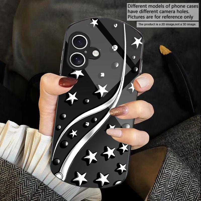 Deep Night with Stars For iPhone 17 16 15 14 Pro 13 Plus 12 mini 11 Pro Max XR X S 7 8 Elliptical Tempered Glass Phone Case