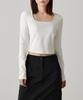 Musinsa Standard Woman Women'S Slim Crop Square Neck Long Sleeve T-Shirt [Cream]