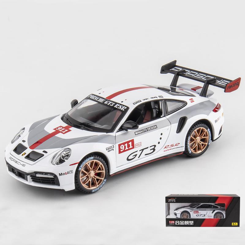1/24 Porsche 911 GT3 RSR литые игрушечные машинки из металла модель автомобиля звук свет — фото 11
