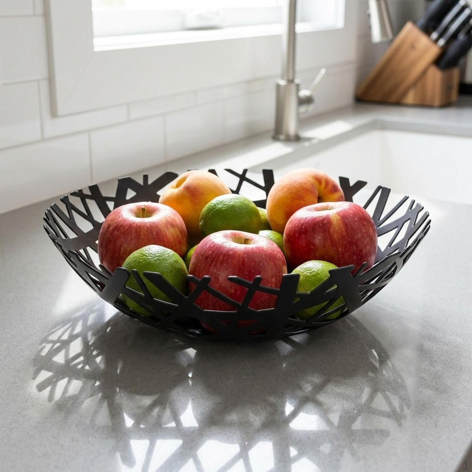 

Decorative Fruit Basket Made of [material], Hollow Bowl, Storage Tray for Desk, Snacks, Bread, Black Bird Nest