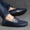 Fashion Non-slip Men Shoes Loafers Genuine Leather Men Fashion Casual Shoes Slip-On Black Moccasin Mens Lightweight Soft Sole Peas Shoes