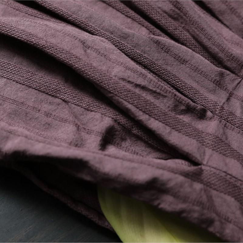 Johnature Women Vintage Jacquard Skirts Elastic Waist Purple Soft Spring Loose A-Line Skirts For Women