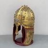 Mittelalterlicher Stahlritterhelm, Schwarzes Finish, Cosplay-Rüstung mit Ständer