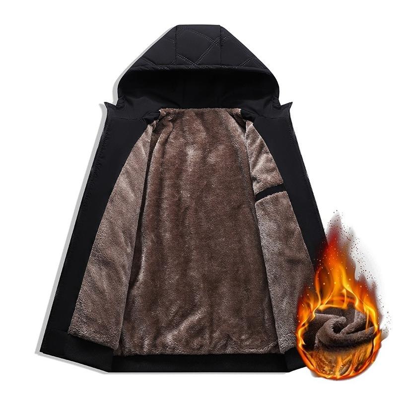 Men's Winter Lightweight Bomber Quilted Jackets With Hood Windbreakers Thicken Full Zip Up Windproof Work Coats for Men Warm Fleece Lined Parka Jacket