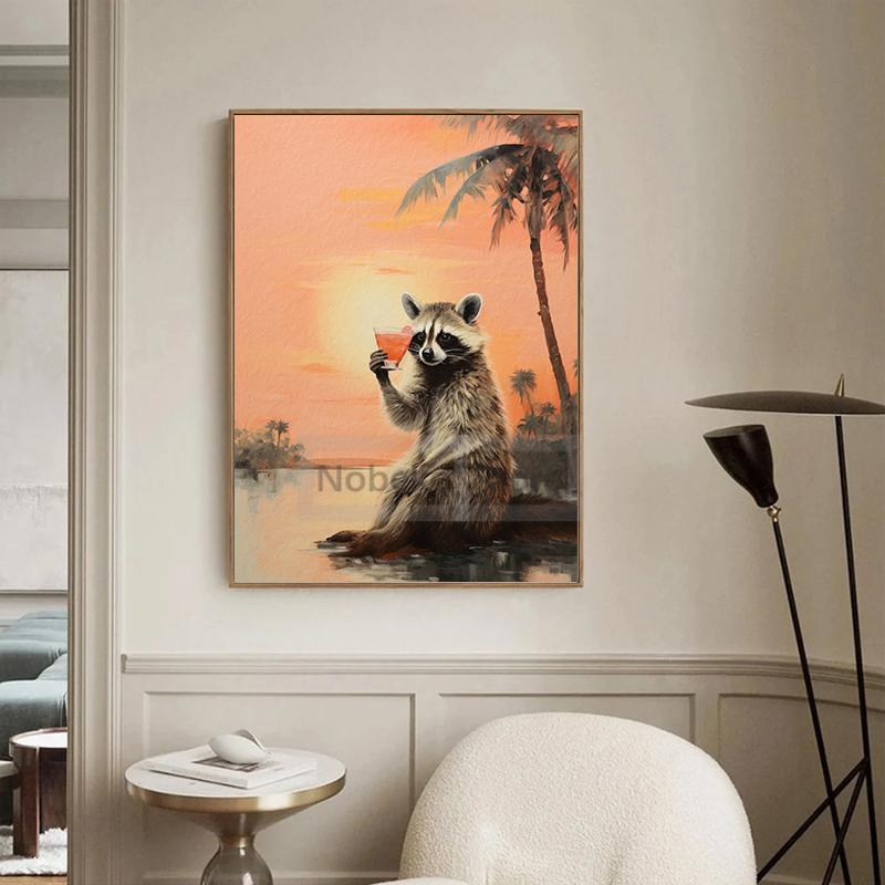 Vintage Animal Cocktail Poster Trendy Antique Prints Canvas Painting Funny Kitchen Wall Art Home Room Retro Bar Cart Decoration