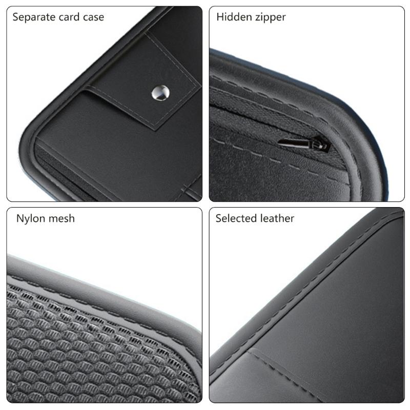 Auto-Sonnenblende Organizer mit mehreren Netztaschen Sonnenbrillen- & Kartenaufbewahrung Fahrzeug-Sonnenblendenetui Tasche PU-Leder Geldbörse