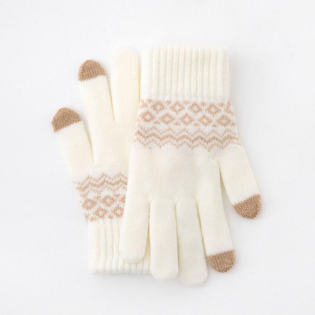 Touch Screen Gloves for Winter Warmth Thick Velvet Gloves Cycling Gloves Outdoor Knitting Yarn Gloves and Cold Resistant Gloves