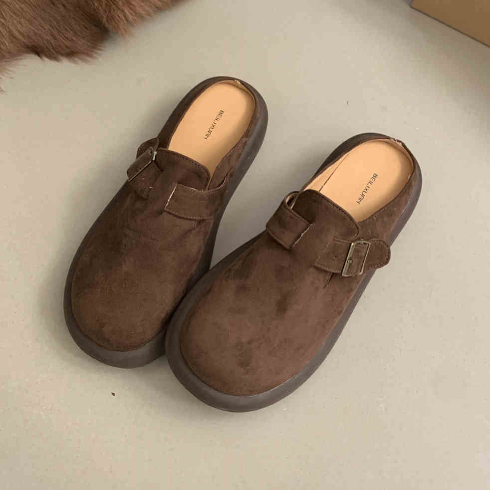 Fashion Walking Cozy Casual Baotou Half Slipper Loafers Female Fashion Slingback Slip On Mule For Women Platform New 2024 Design Comfort