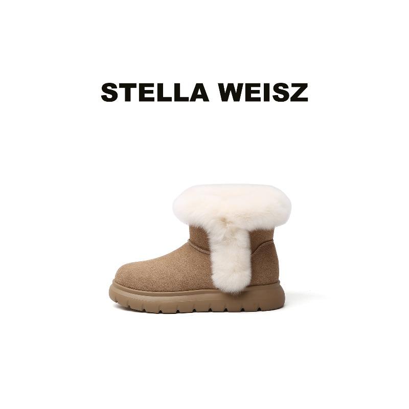 New Round Head Thick Sole Heightening Cotton Shoes Warm and Piled Thickened Rabbit Mao Mao Sangpo Snow Boots Women's Winter