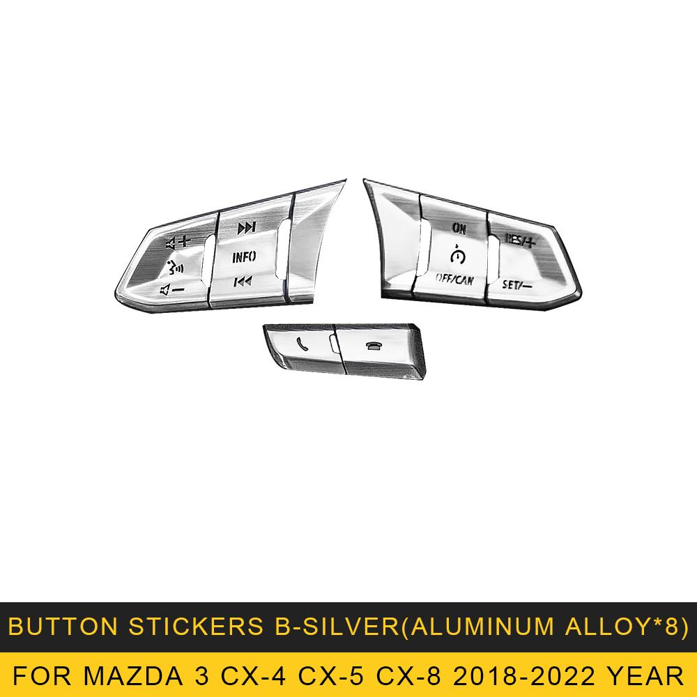 For Mazda 3 CX-4 CX-5 CX-8 Car Auto Accessories Aluminum Alloy Steering Wheel Button Cover Decorative Sticker Interior
