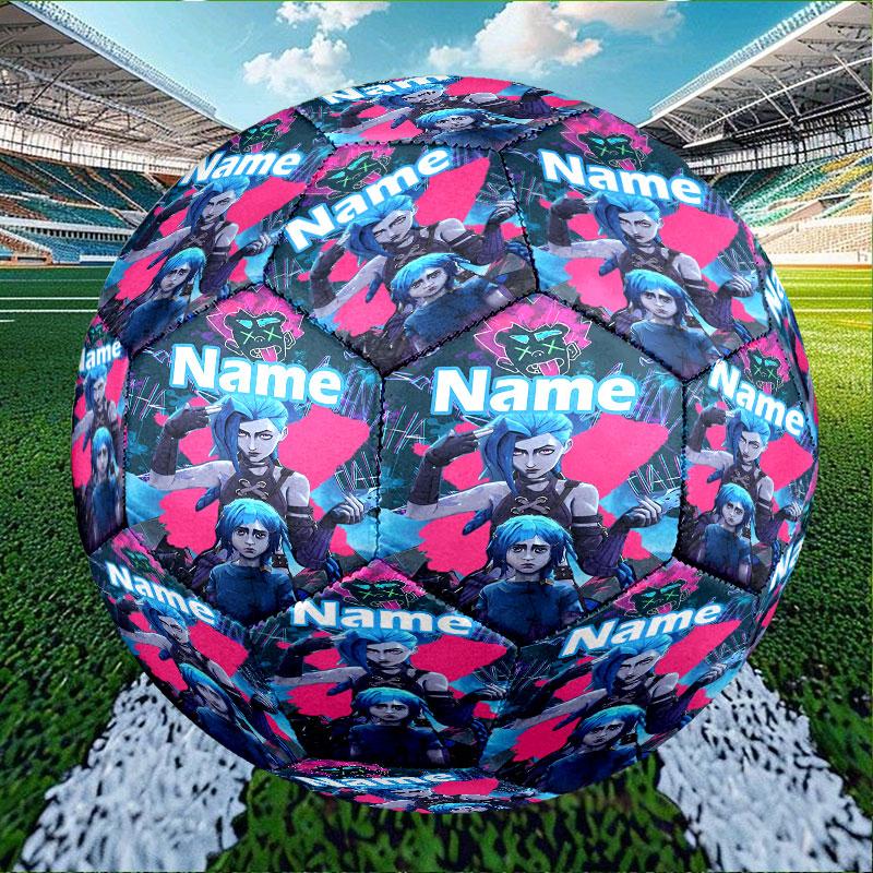 Custom Name Personalized Jinx Print Size 5 Soccer Ball Training & Match Football, for Team, Kicking, Gift for Football Enthusiasts
