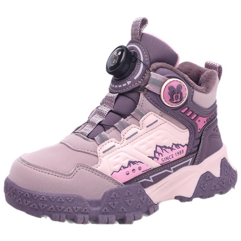 Bobodou 2025 Winter Kids' Cotton Shoes - Warm Velvet Sneakers for Girls & Boys