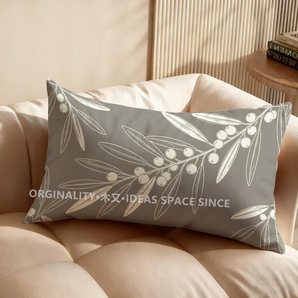 Olive Branch Pattern Pillowcase Suitable For Sofa Bedroom Car Pillow Cover Cushion Rectangular Back Cushion