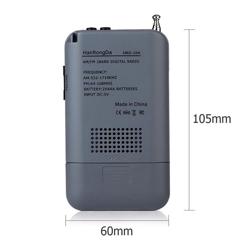 HRD-104 1.3 inch LCD Digital Display Pocket AM FM Radio with 40mm Driver Speaker