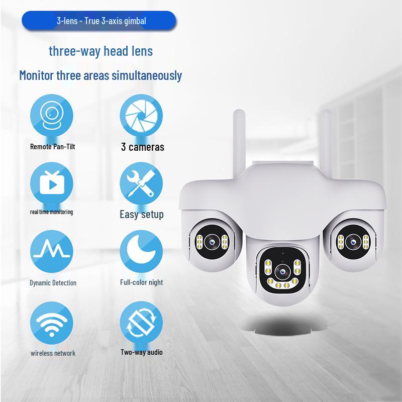 4G HD Night Vision WiFi Panoramic Wireless Triple-Screen Camera