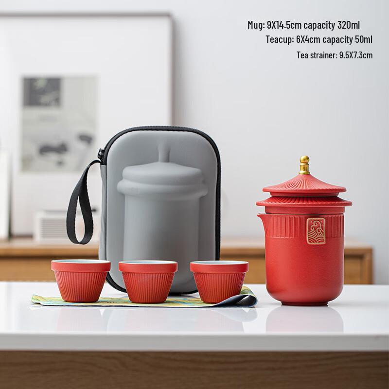 

Shangqi Ceramic Chinese Palace Style Portable Travel Tea Set