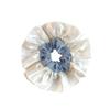Creamy Satin Lace Blue Striped Ballet-Style Scrunchie Hair Tie