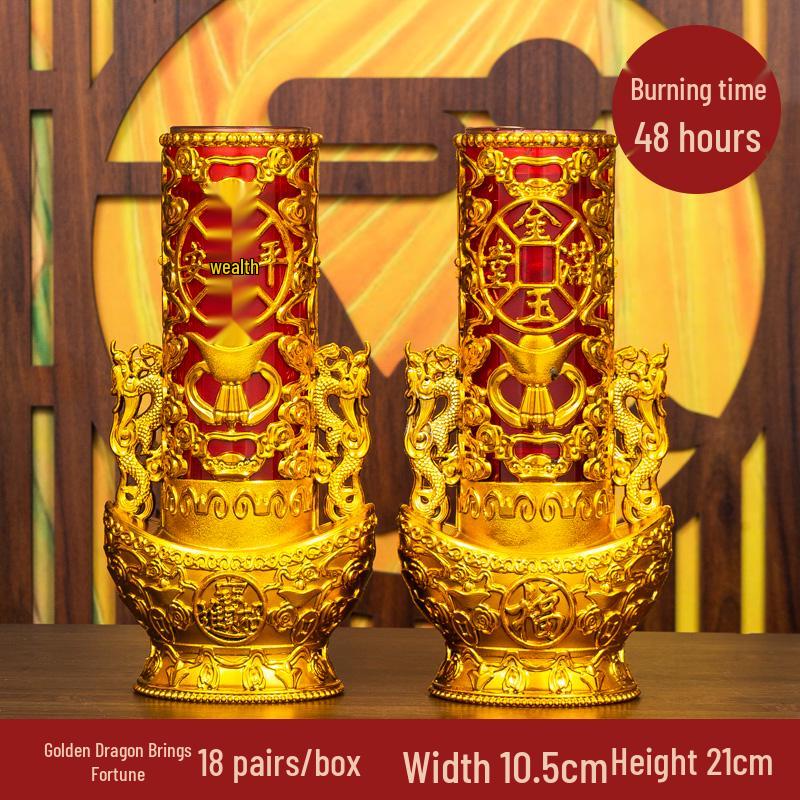 Smokeless Crystal Candle for Buddha Offerings, Housewarming, or New Year Celebrations - Windproof Red Butter Lamp
