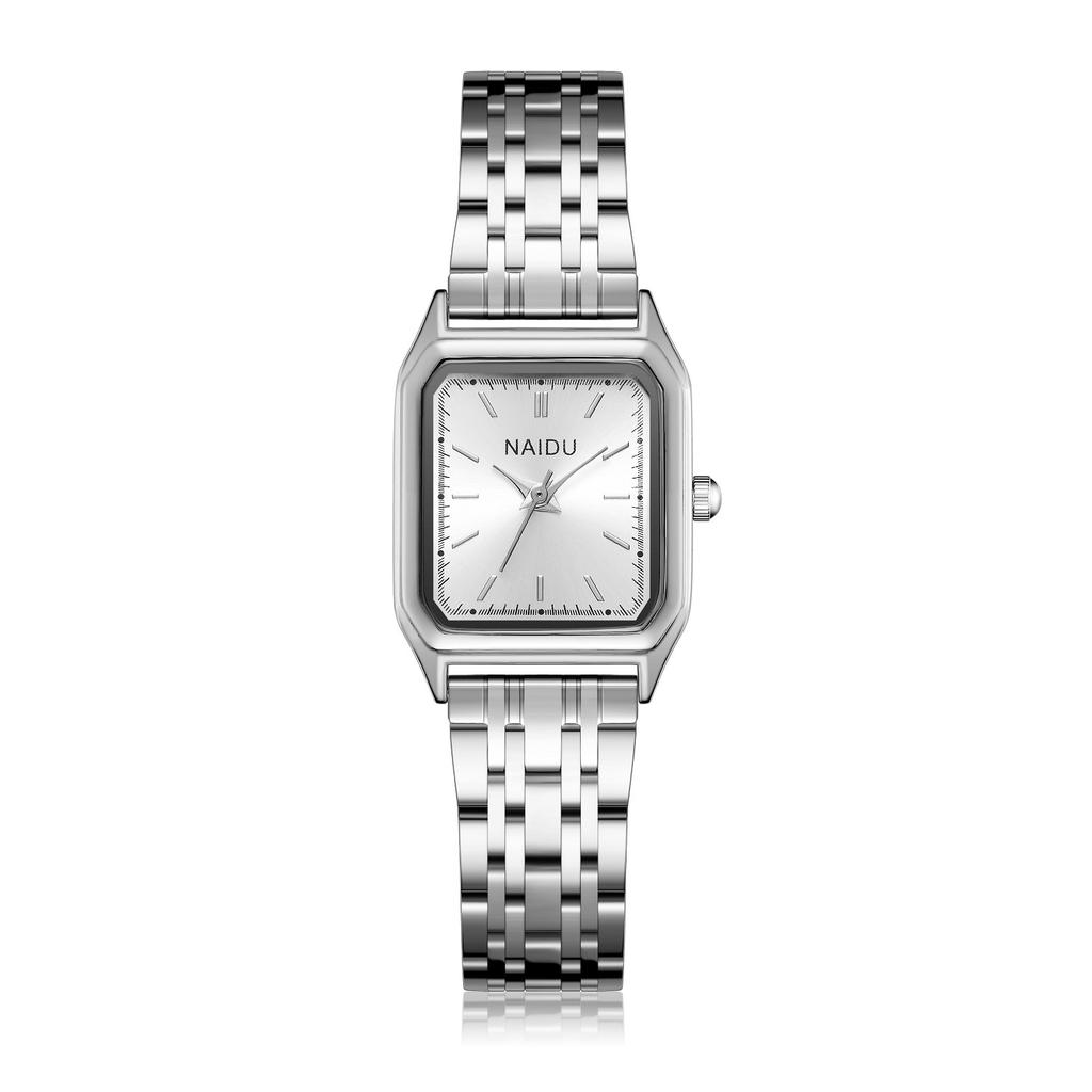 Compact Square Steel Band Quartz Watch Stainless Steel Band Fashionable Girls Watch Forest Square Watch