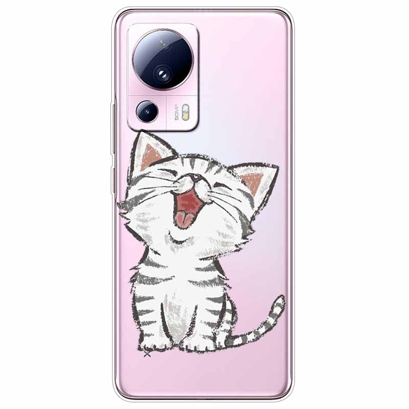 For Xiaomi 13 Lite 5G Case 13Lite Clear TPU Soft Lovely Cats Silicone Print Cover for Xiaomi Mi 13 Lite Transparent Xiaomi13Lite