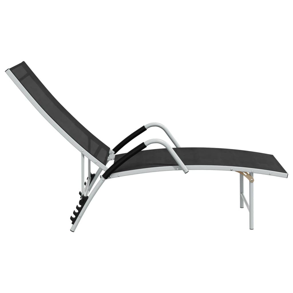 VidaXL Sonnenliege Textilene und Aluminium Schwarz