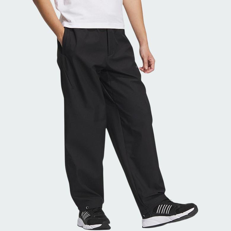 Adidas Teplé sportovní jednobarevné prodyšné ležérní kalhoty s fleecovou podšívkou Pánské spodky Černé JX1788