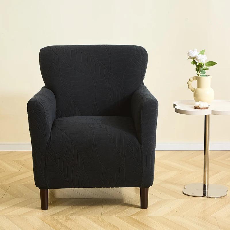 Ettfarget Jacquard Lenestoltrekk Elastisk Blad Enkelt Sofatrekk Støvtett Altomfattende Sofatrekk for Stue Hjem