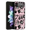 Pink Cat Skull Sorceress Witch Hard Black Cover for Samsung Galaxy Z Flip 7 6 5 4 3 5G Phone Case Flip7 Flip6 Flip5 Flip4 Flip3